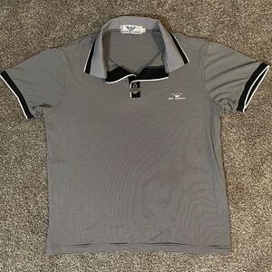 Giorgio Armani Men's Gray Striped Polo Shirt